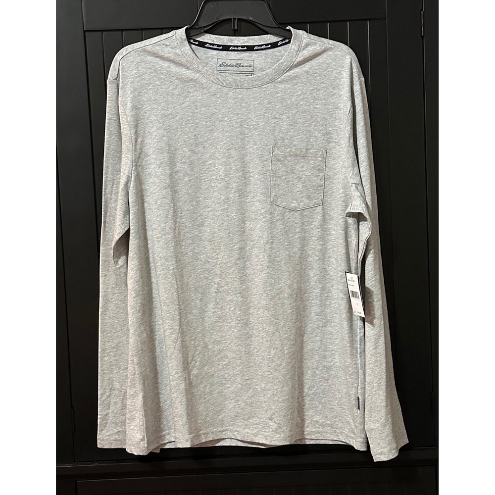 Eddie Bauer Loungewear Men's Shirt Medium Heather Gray Long Sleeve Lounge NWT